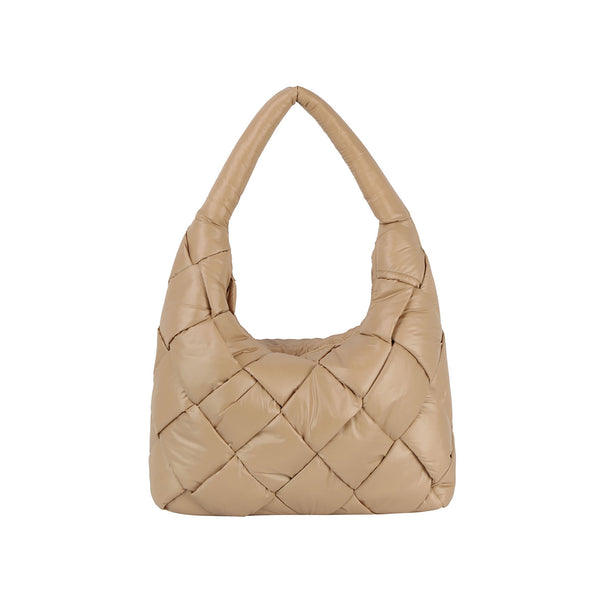 handbag republic Light weight puffer woven hobo shoulder bag Taupe handbag republic Light weight puffer woven hobo shoulder bag Taupe