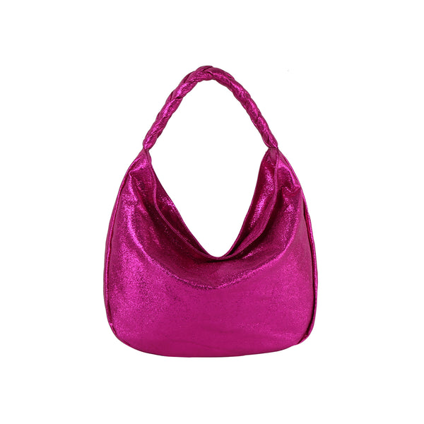 Handbag Republic Metallic Casual Hobo Shoulder Bag Fuchsia