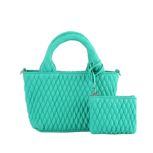 handbag republic Micro puffy quilted 2 in 1 top handle satchel bag Emerald handbag republic Micro puffy quilted 2 in 1 top handle satchel bag Emerald
