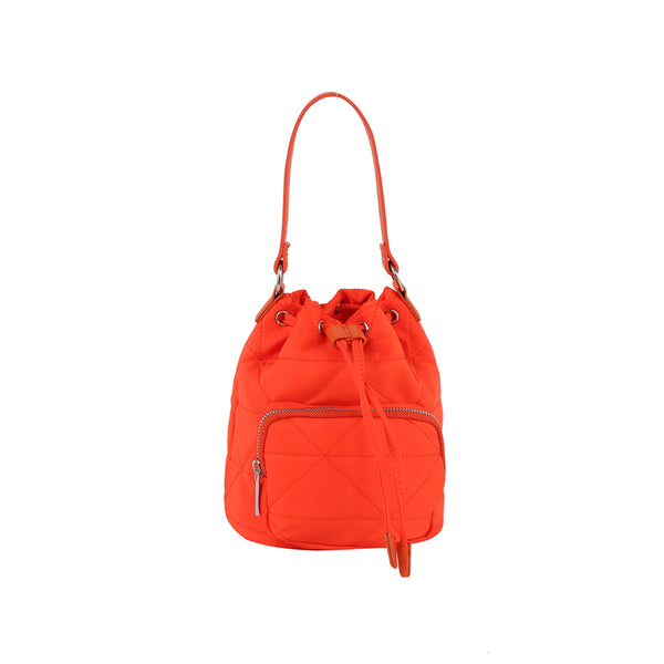 Handbag Republic Nylon Quilted Zipper Bucket Crossbody Bag Orange