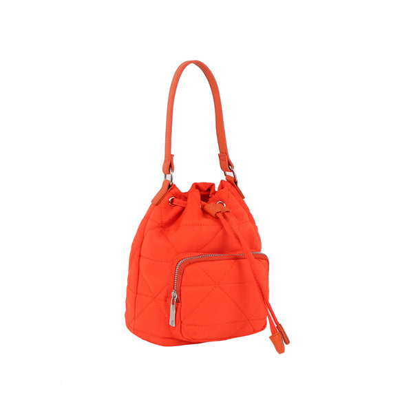 handbag republic Nylon quilted zipper bucket crossbody bag Orange