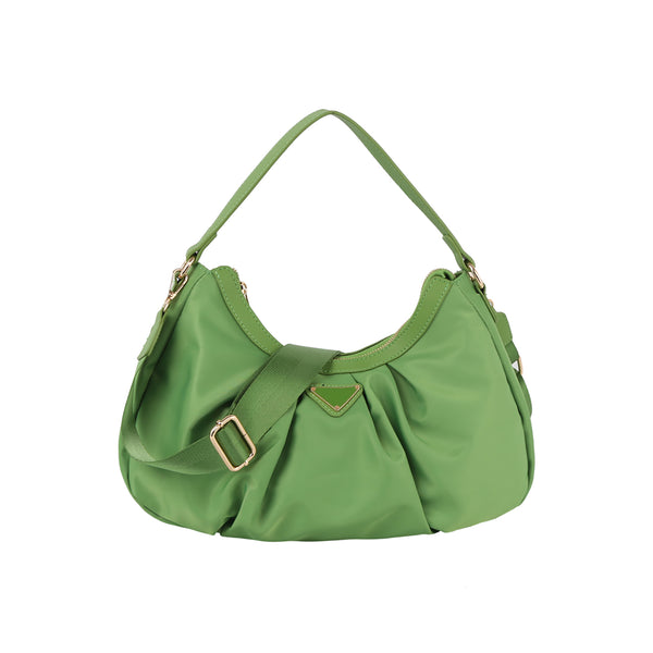 handbag republic Nylon triangle plaque crescent shoulder bag Lime handbag republic Nylon triangle plaque crescent shoulder bag Lime