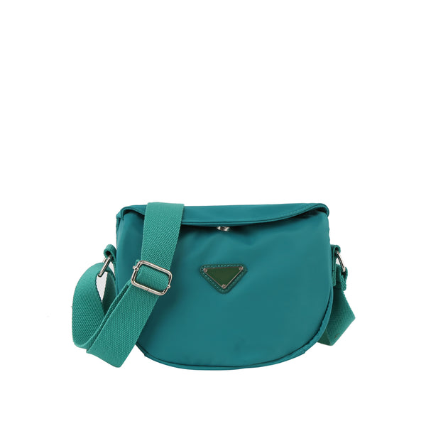 handbag republic Nylon triangle plaque daily crossbody bag Turquoise