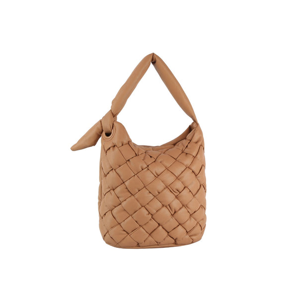 handbag republic Padded woven tie handle hobo Almond