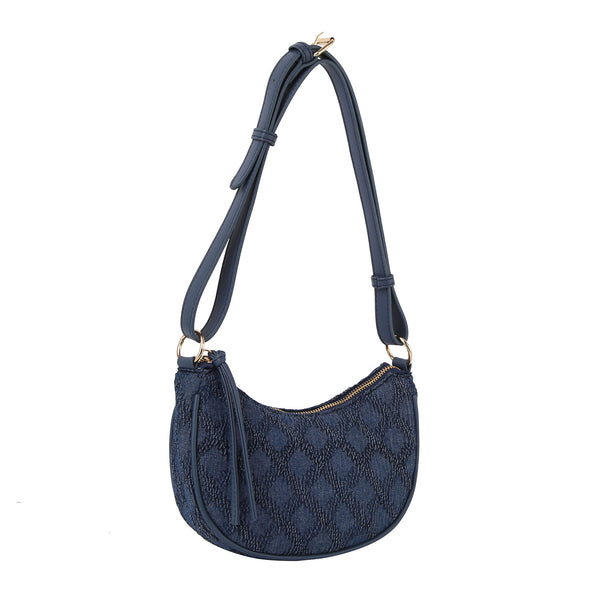 handbag republic Patterned denim halfmoon shoulder bag Black Denim