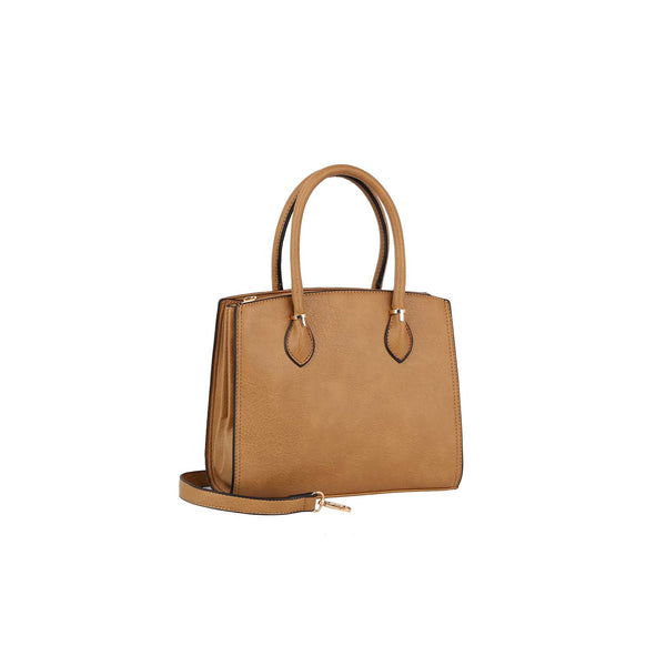 Handbag Republic Ring Detailed Handle Satchel Brown