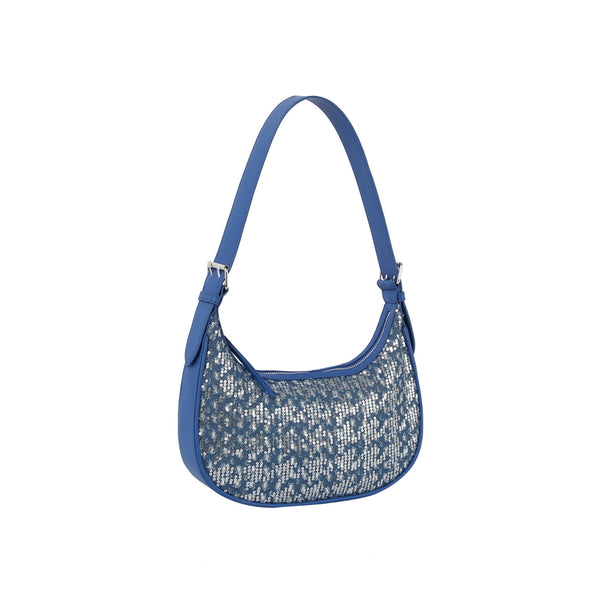 handbag republic Sequin half moon shoulder hobo bag Black Denim