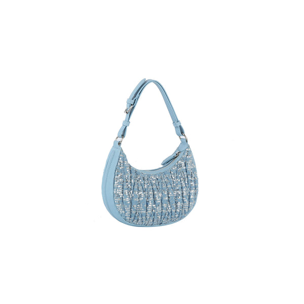 Handbag Republic Spangled And Quilted Denim Shoulder Bag Light Denim
