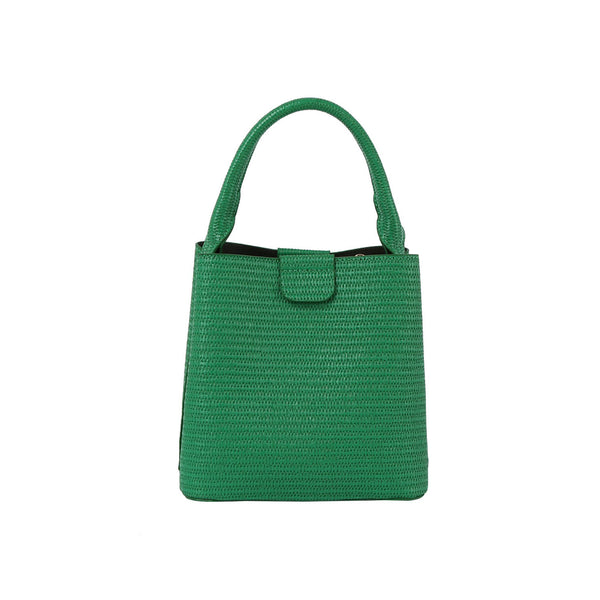 Handbag Republic Straw Textured Multi-compartment Satchel Crossbody Emerald