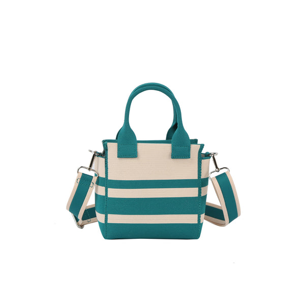 handbag republic Stripe canvas mini tote satchel bag Black White