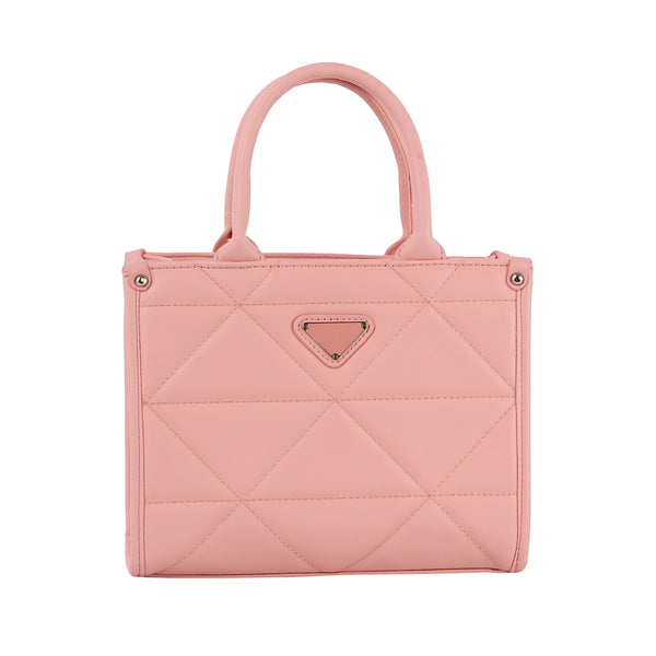 Handbag Republic Triangular Quilted Boxy Satchel Bag Blush