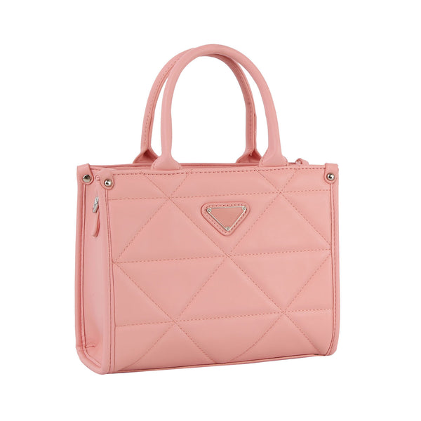 handbag republic Triangular quilted boxy satchel bag Blush