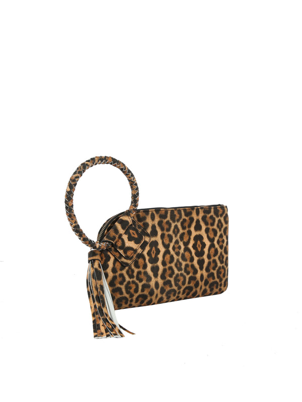 Handbag Republic Virago Braided Ring Handle Pouch Leopard Brown