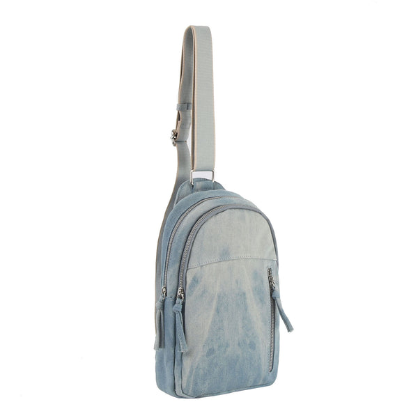 handbag republic Washed denim sling backpack Light Denim
