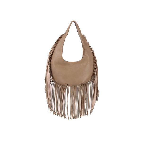 Handbag Republic Whip Stitched And Fringed Hobo Brown