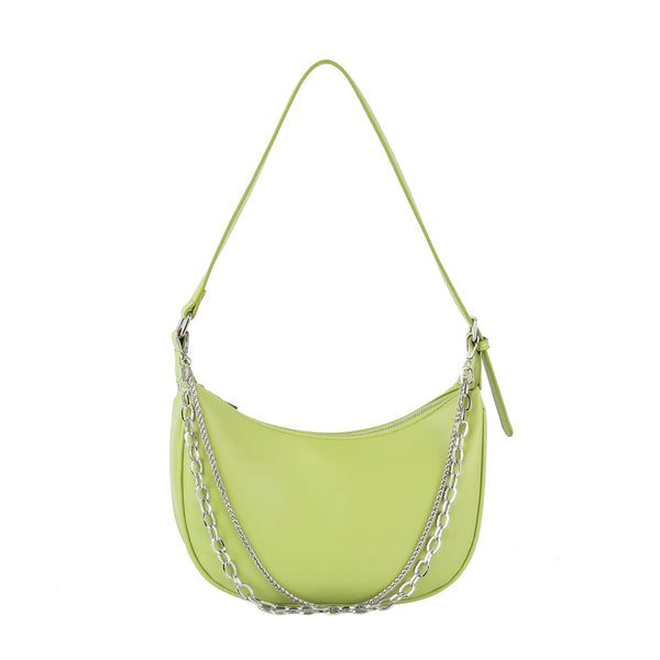 Handbag Republic Women Chain Detail Crescent Shoulder Bag Lime