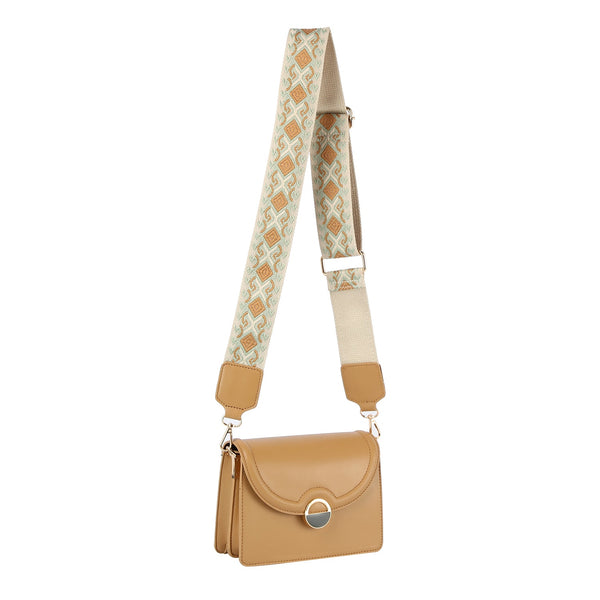 handbag republic Women Front Flap Top handle Guitar Strap Crossbody Beige
