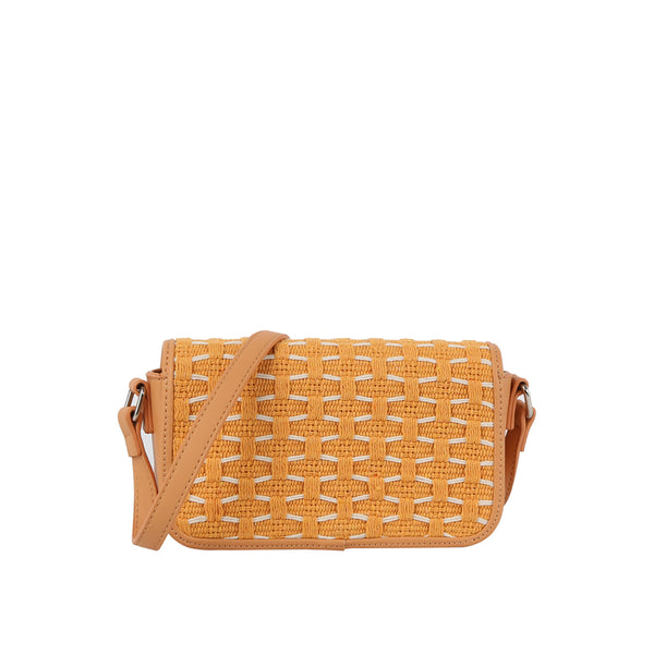 Handbag Republic Woven Detailed Flap Crossbody Mustard