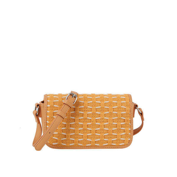 handbag republic Woven detailed flap crossbody Mustard