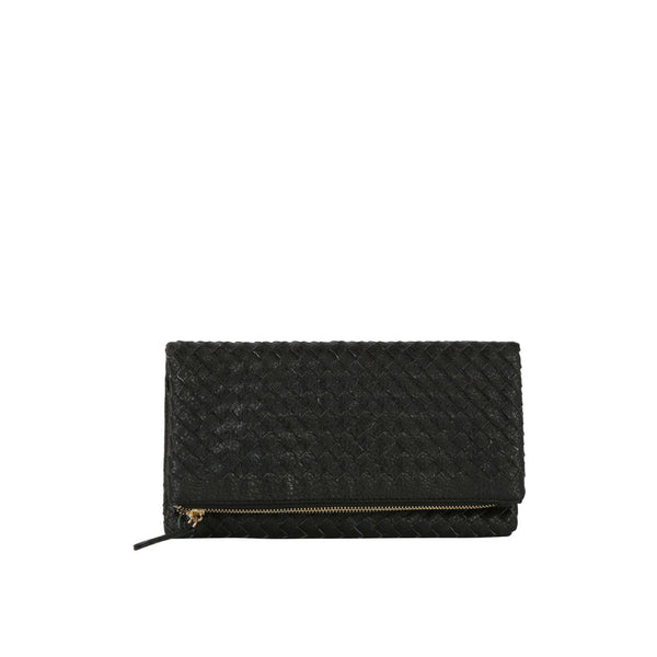 Handbag Republic Woven Front Flap Clutch Denim Blue