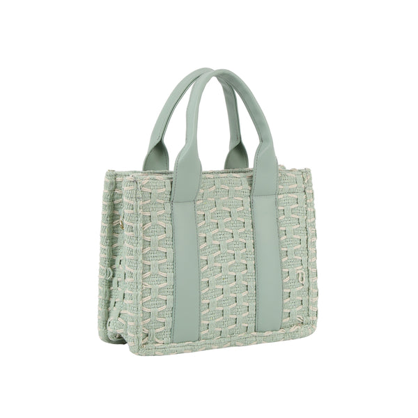 Handbag Republic Woven Tote Bag With Vegan Leather Handle Mint