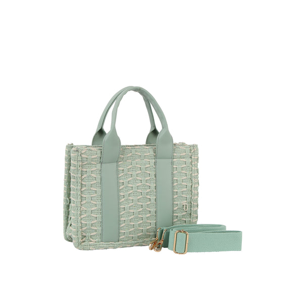handbag republic Woven tote bag with vegan leather handle Mint