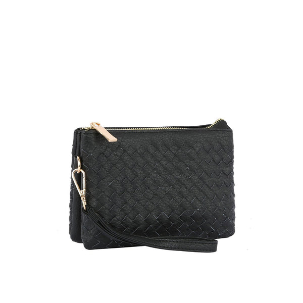 Handbag Republic Woven Triple Compartment Convertible Clutch Crossbody Wristlet Cream