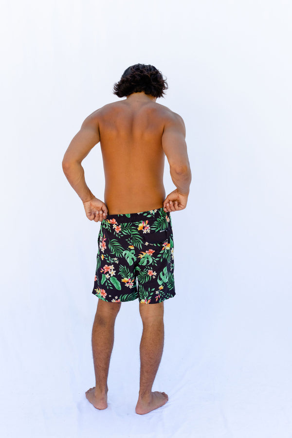 Hang Loose Botanic Boardshort - Black Green