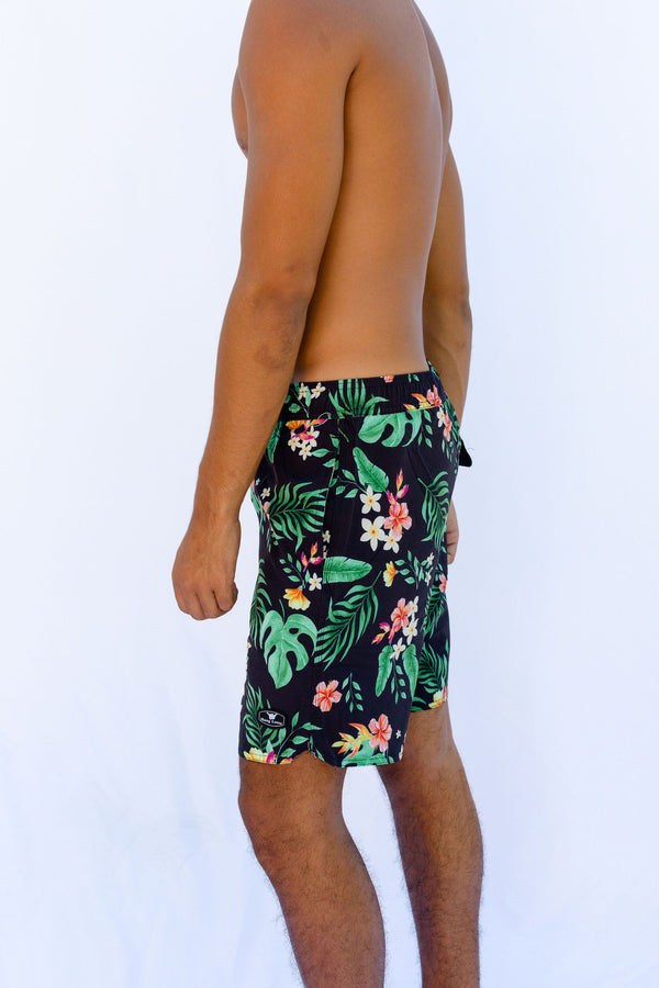 Hang Loose Botanic Boardshort - Black Green