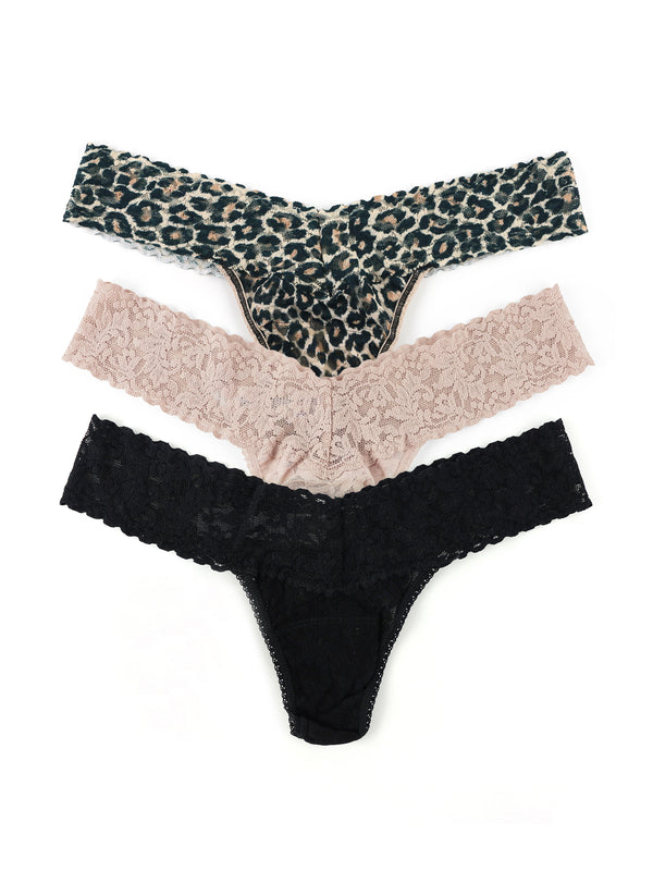 hanky panky 3 Pack Signature Lace® Low Rise Thongs Classic Leopard