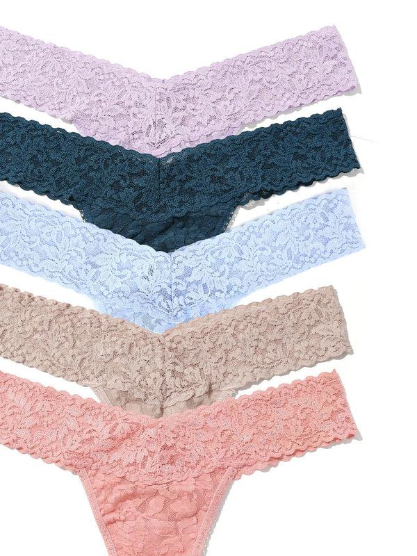 Hanky Panky 5 Pack Signature Lace® Low Rise Thongs In Printed Box Lavender Fields