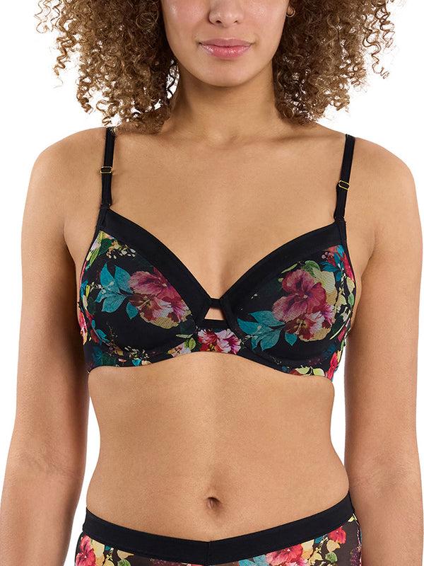 Hanky Panky Lined Mesh Plunge Bra Botanic Romantic
