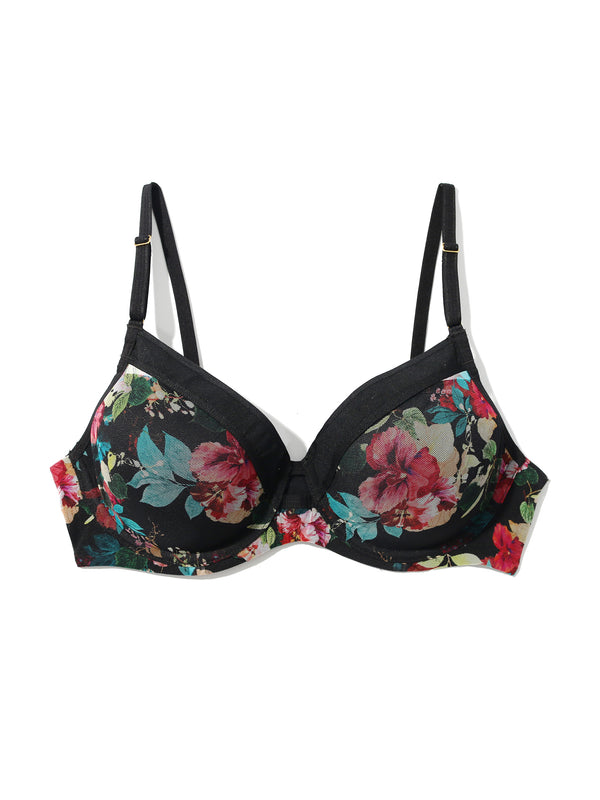 Hanky Panky Lined Mesh Plunge Bra Botanic Romantic