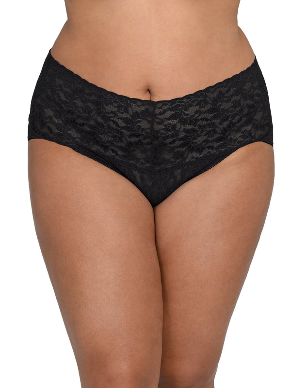 hanky panky Plus Size Retro Lace V-kini Black