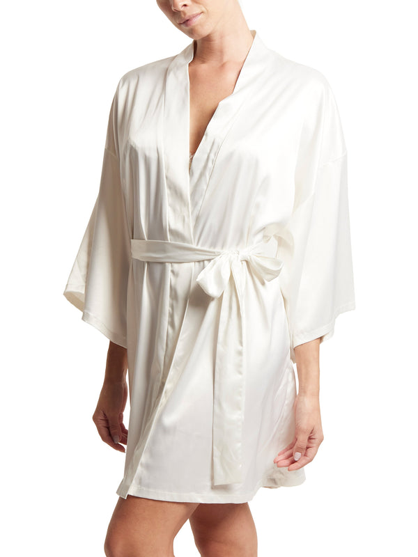 Hanky Panky Satin Sleep Robe Light Ivory Sale