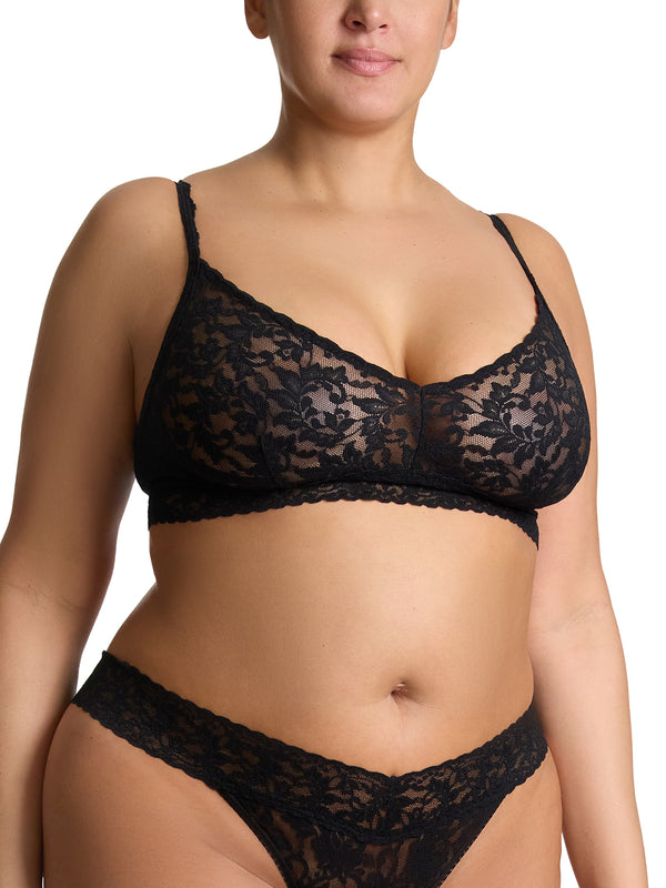 Hanky Panky V-Neck Retro Lace Bralette Black