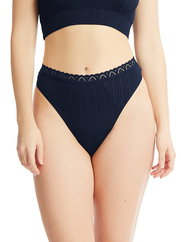 hanky panky MellowLuxe™ High Cut Thong Bicoastal Blue Sale