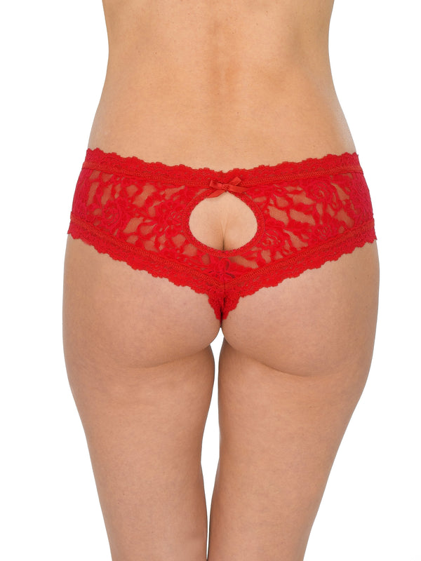 Hanky Panky &oh™ Signature Lace Crotchless Cheeky Hipster Red