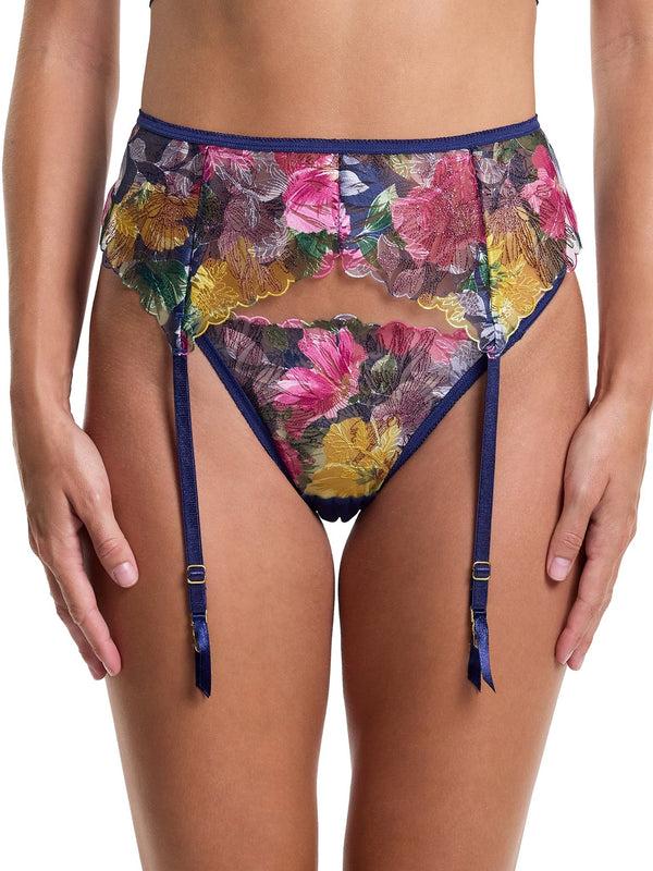 hanky panky &oh Wildly Blooming Garter Belt Dark Sky Blue Sale