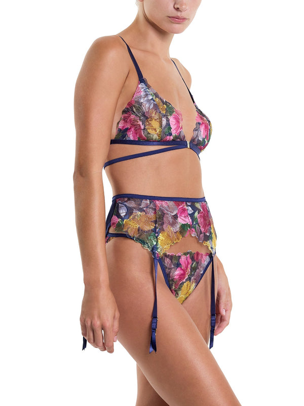 Hanky Panky &oh Wildly Blooming Strappy Triangle Bralette Dark Sky Blue Sale