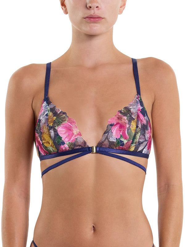 hanky panky &oh Wildly Blooming Strappy Triangle Bralette Dark Sky Blue Sale