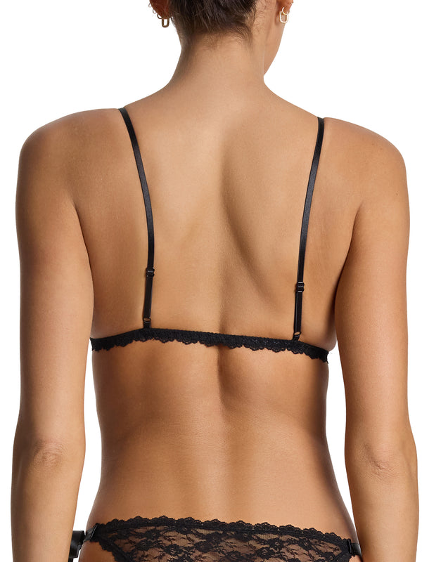 Hanky Panky Peek-a-Boo Lace Front Tie Bralette Black