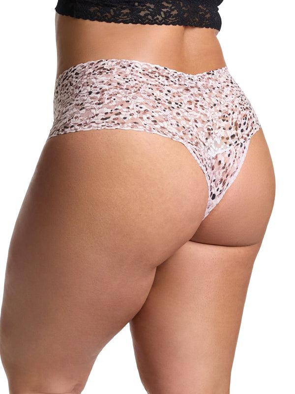 Hanky Panky Plus Size Printed Retro Lace Thong Unconventional White