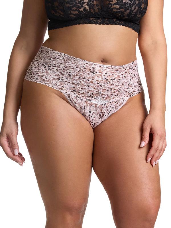 Hanky Panky Plus Size Printed Retro Lace Thong Unconventional White
