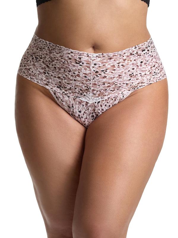 hanky panky Plus Size Printed Retro Lace Thong Unconventional White