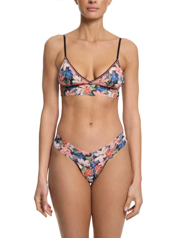 Hanky Panky Printed Signature Lace® Padded Triangle Bralette Wonderous Black Sale