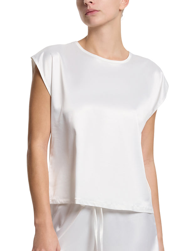 hanky panky Satin Sleep Cap Sleeve Tee Light Ivory Sale