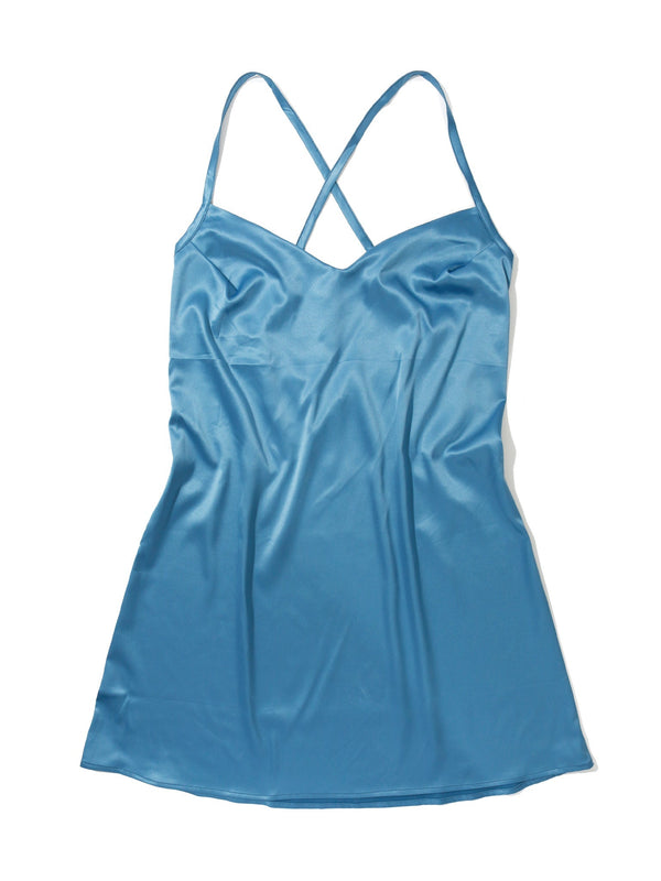 Hanky Panky Satin Sleep Chemise Bath Time Blue Sale