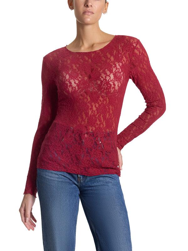Hanky Panky Signature Lace® Long Sleeve Top Wild Berries Red