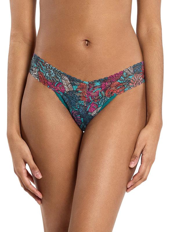 Hanky Panky Signature Lace® Low Rise Printed Thong And Saxx Drop Temp Cooling Cotton Boxer Brief Fruity Palm - Aqua